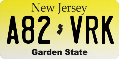 NJ license plate A82VRK