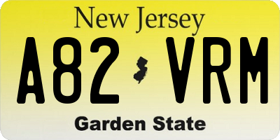 NJ license plate A82VRM