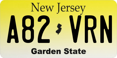 NJ license plate A82VRN
