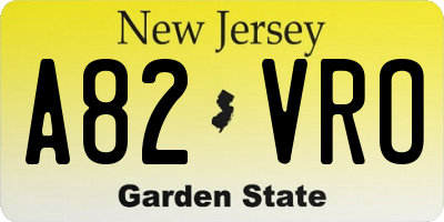 NJ license plate A82VRO