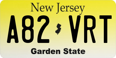 NJ license plate A82VRT