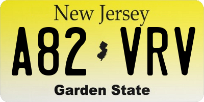 NJ license plate A82VRV