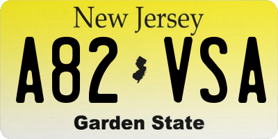 NJ license plate A82VSA