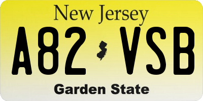NJ license plate A82VSB