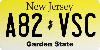 NJ license plate A82VSC