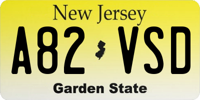 NJ license plate A82VSD