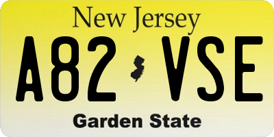 NJ license plate A82VSE