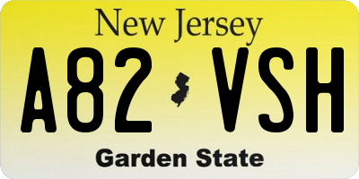 NJ license plate A82VSH