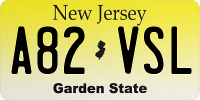 NJ license plate A82VSL