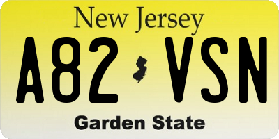 NJ license plate A82VSN