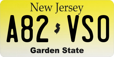 NJ license plate A82VSO