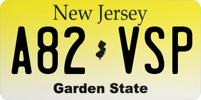 NJ license plate A82VSP