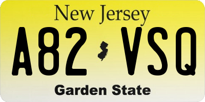 NJ license plate A82VSQ