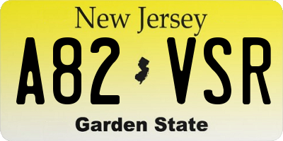NJ license plate A82VSR