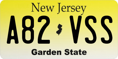 NJ license plate A82VSS