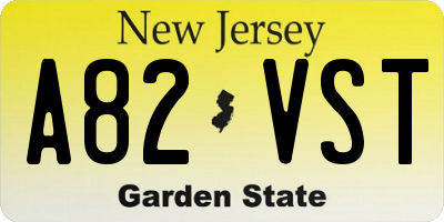 NJ license plate A82VST