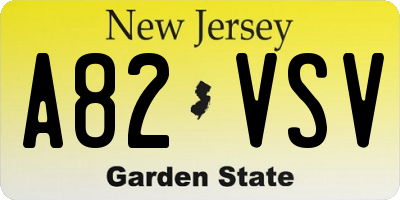 NJ license plate A82VSV