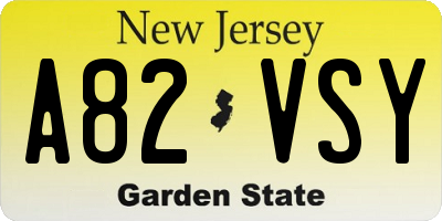 NJ license plate A82VSY