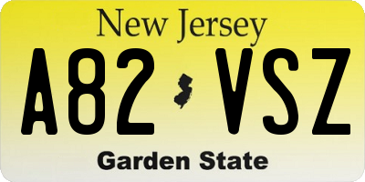 NJ license plate A82VSZ