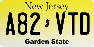 NJ license plate A82VTD