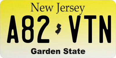 NJ license plate A82VTN