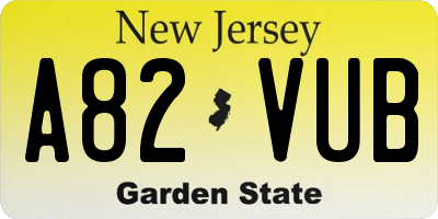 NJ license plate A82VUB
