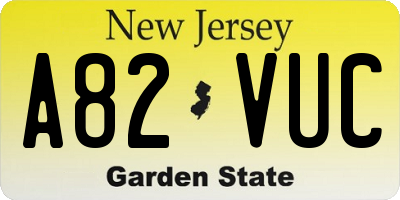 NJ license plate A82VUC