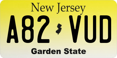 NJ license plate A82VUD
