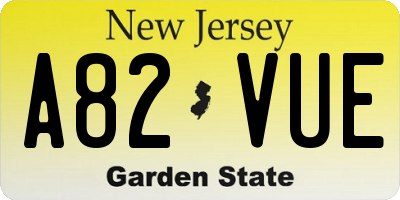 NJ license plate A82VUE