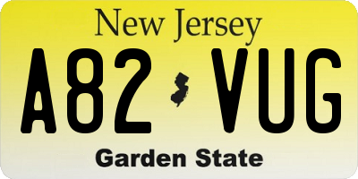 NJ license plate A82VUG