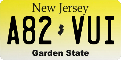 NJ license plate A82VUI