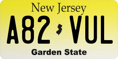 NJ license plate A82VUL