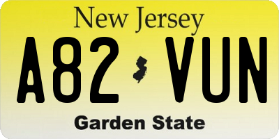 NJ license plate A82VUN