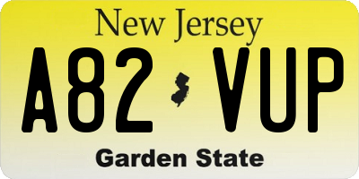 NJ license plate A82VUP