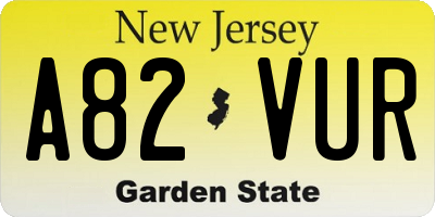 NJ license plate A82VUR