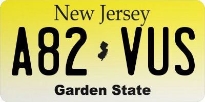 NJ license plate A82VUS