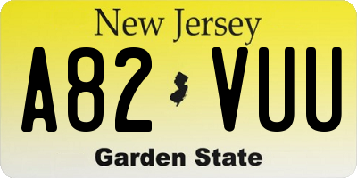 NJ license plate A82VUU