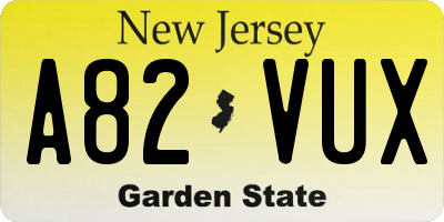 NJ license plate A82VUX