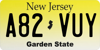 NJ license plate A82VUY