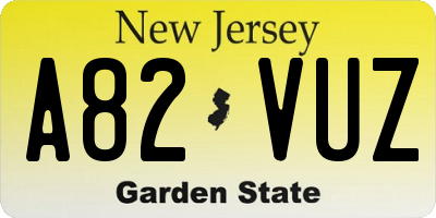 NJ license plate A82VUZ