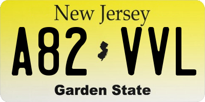 NJ license plate A82VVL
