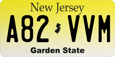 NJ license plate A82VVM