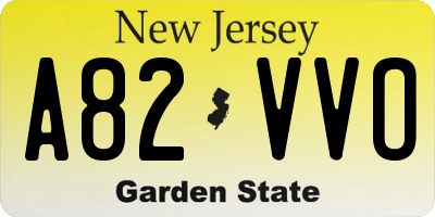 NJ license plate A82VVO