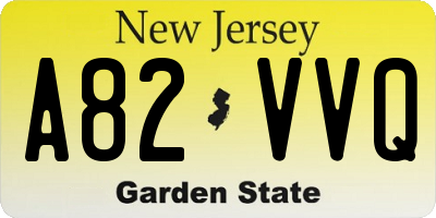 NJ license plate A82VVQ