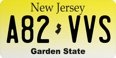 NJ license plate A82VVS