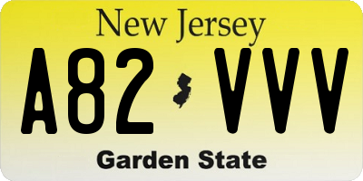 NJ license plate A82VVV