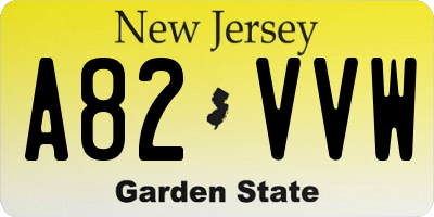NJ license plate A82VVW