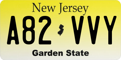 NJ license plate A82VVY