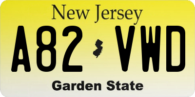 NJ license plate A82VWD