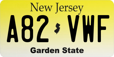 NJ license plate A82VWF